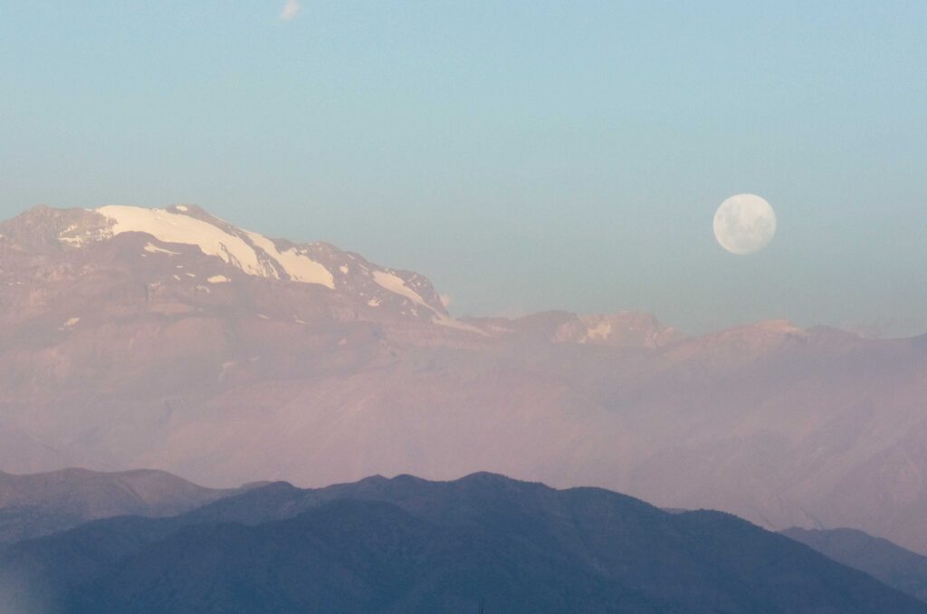Santiago chile sunset with moon